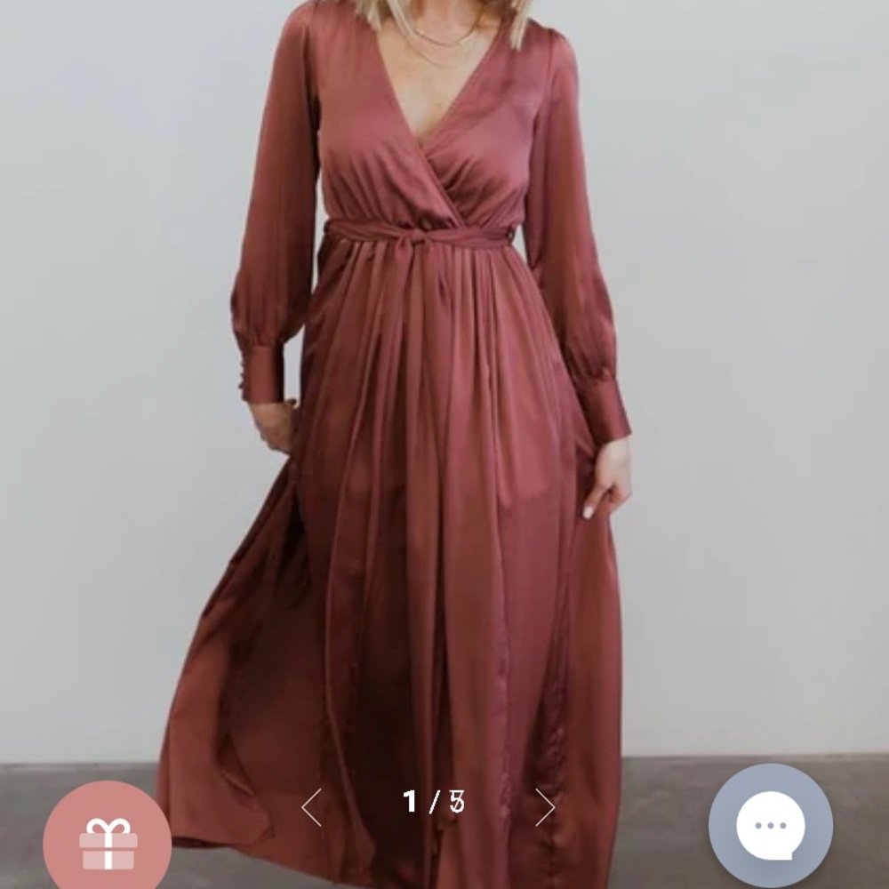Baltic born Jenna satin maxi dress in dark mauve.